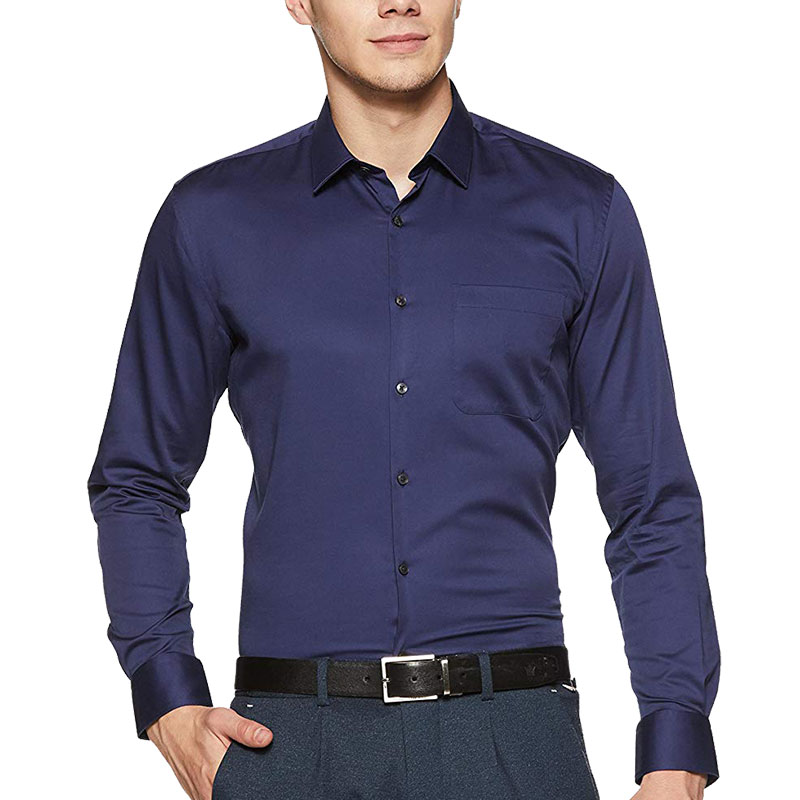 CHAMBRAY COTTON NAVY BLUE SHIRT